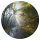 Road In Autumn Forest At Sunset, Landscape Art Disc Metal Wall Art, 38"