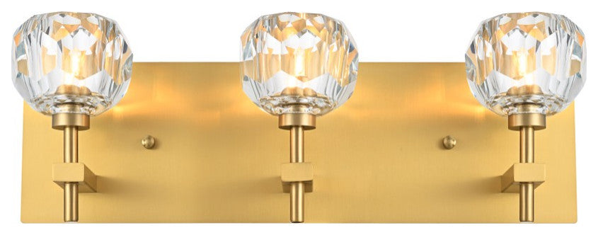 Graham Three Light Wall Sconce, Gold And Clear