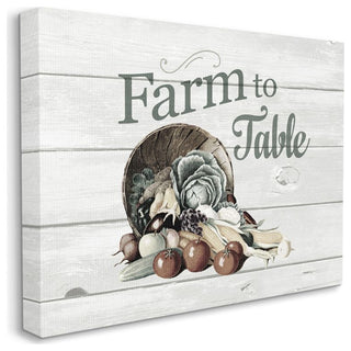Farm To Table Vegetables Rustic Wood Textured Word Design, 16"x20"