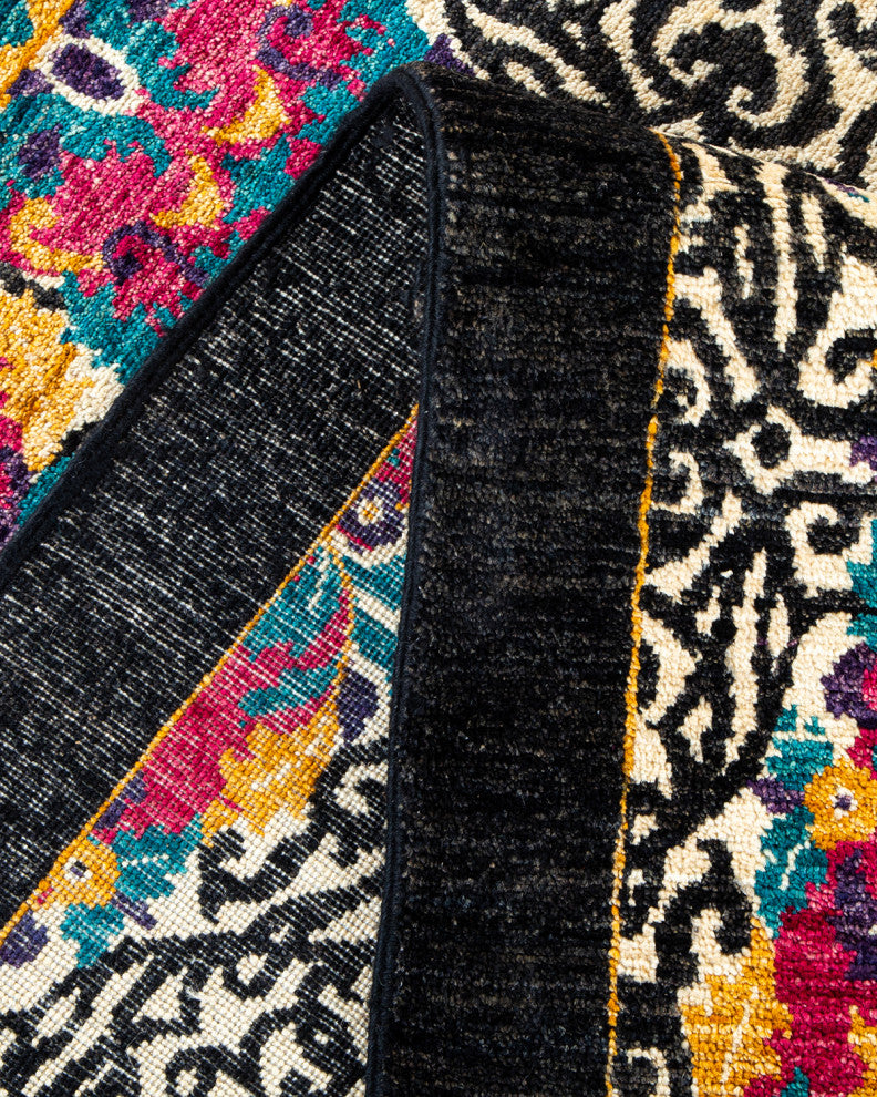 Suzani, One-of-a-Kind Hand-Knotted Area Rug Black, 8' 0" x 10' 0"