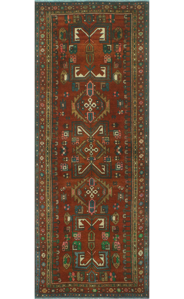 Fine Vintage Distressed Anadolis Rust/Brown Runner, 3'8x9'7