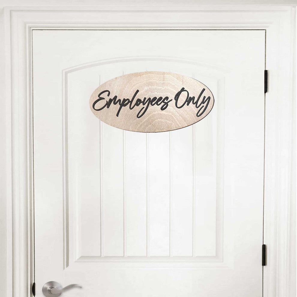Employees Only sign Wooden sign Business sign warning sign Birch wood sign