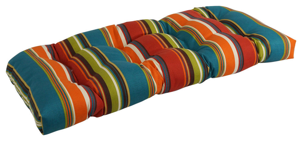 42"X19" U-Shaped Patterned Polyester Tufted Settee/Bench Cushion, Westport Teal