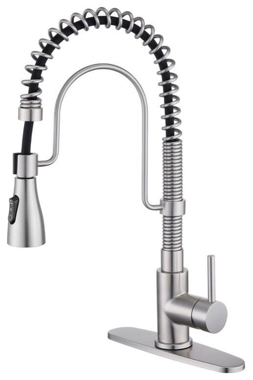 Single Handle Kitchen Sink Faucet Pull-Down Sprayer, 360 Swivel, 3 Functions, Brushed Nickel
