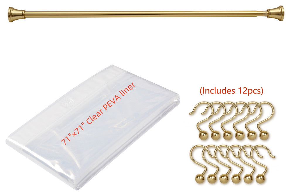 Utopia Alley Adjustable 72-Inch Shower Curtain Tension Rod, Gold