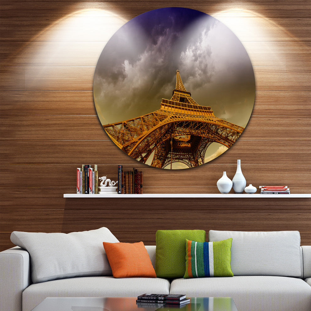 Eiffel Tower And Gorgeous Sky, Photography Round Wall Art, 23"
