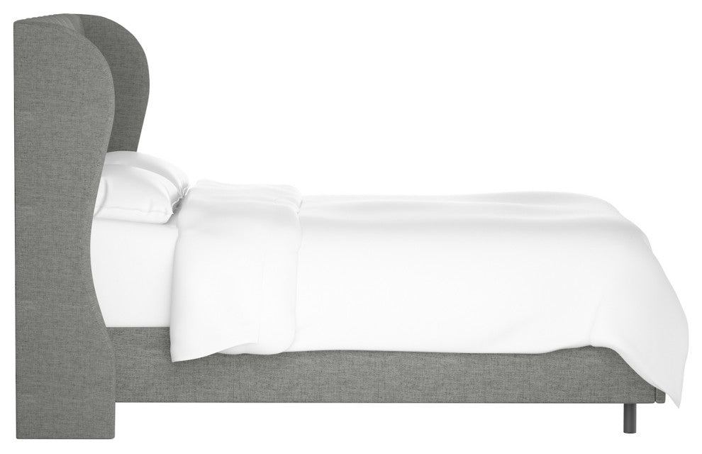 Bradwell Queen Tufted Curved Wingback Bed, Zuma Charcoal