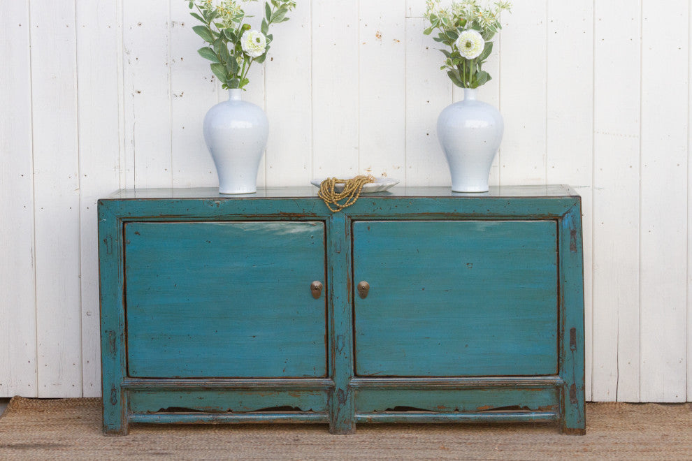 Painted Peacock Blue Buffet Cabinet
