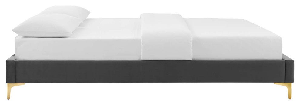 Sutton Full Performance Velvet Bed Frame Charcoal