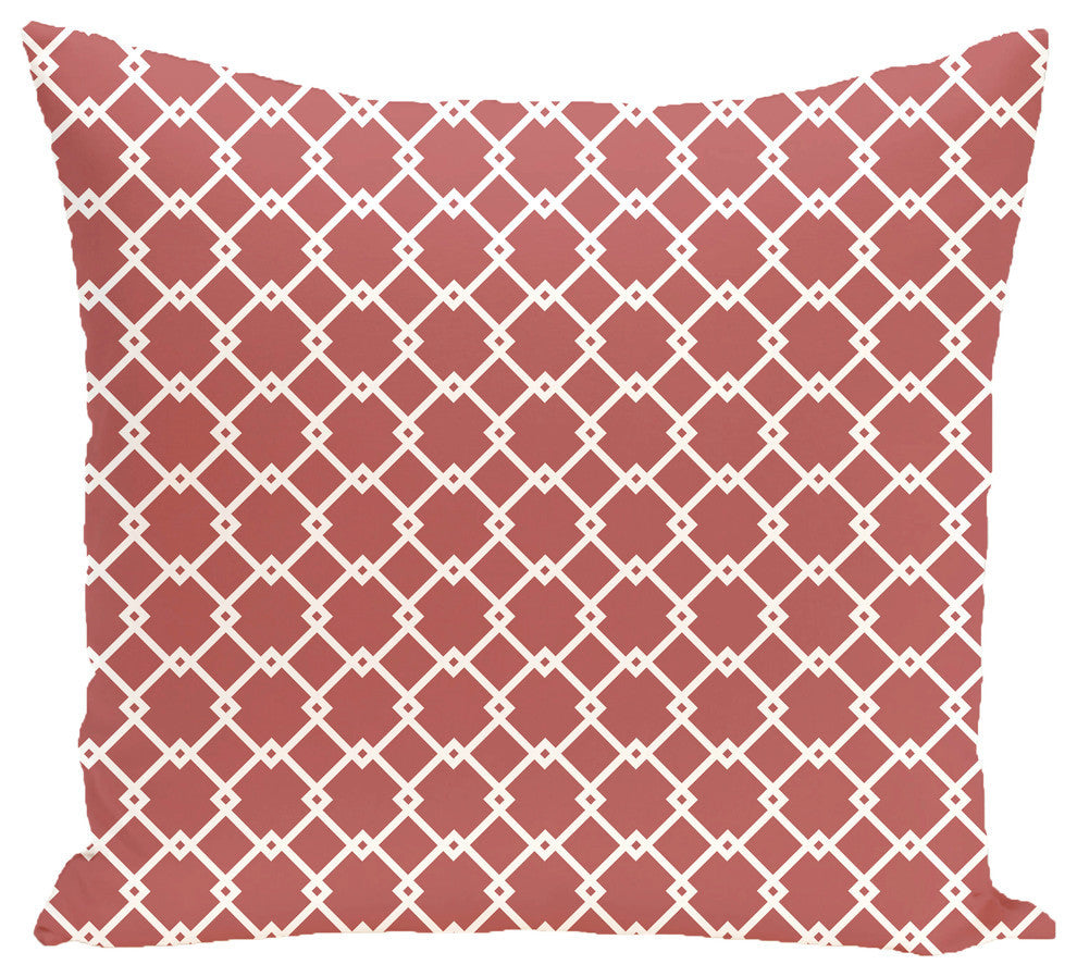 Link Lock Geometric Print Outdoor Pillow, Burnt, 20"x20"