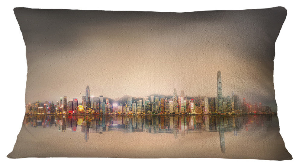Singapore Financial District Skyscrapers Cityscape Throw Pillow, 12"x20"