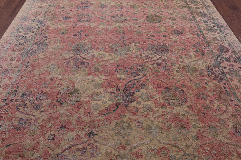 Hand-Knotted Persian Wool and Silk Rug 8' 0" X 10' 4" Q7082