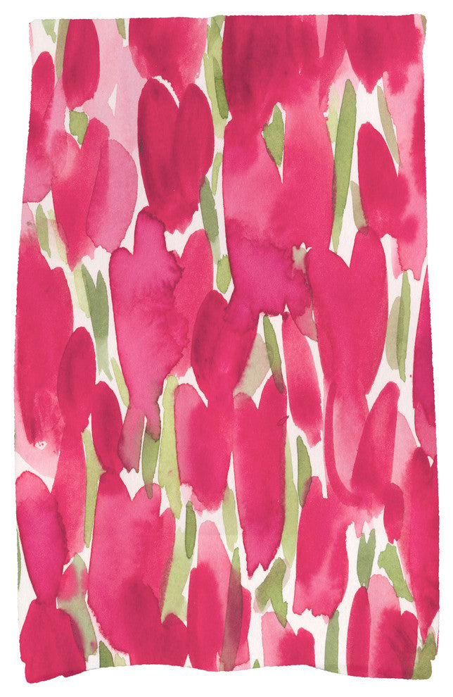 Tulip Blossom Floral Kitchen Towel, Pink, 18"x30"