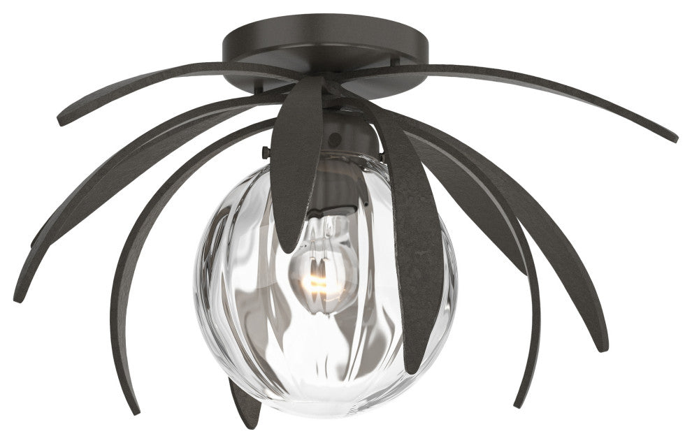 Dahlia Flush Mount, Dark Smoke Finish, Water Glass
