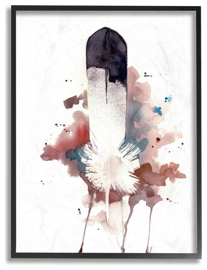 Bird Feather Abstract Watercolor Painting, 16"x20"
