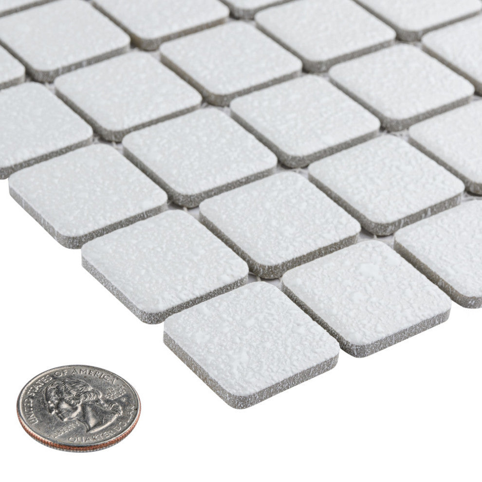 Crystalline Square White Porcelain Floor and Wall Tile