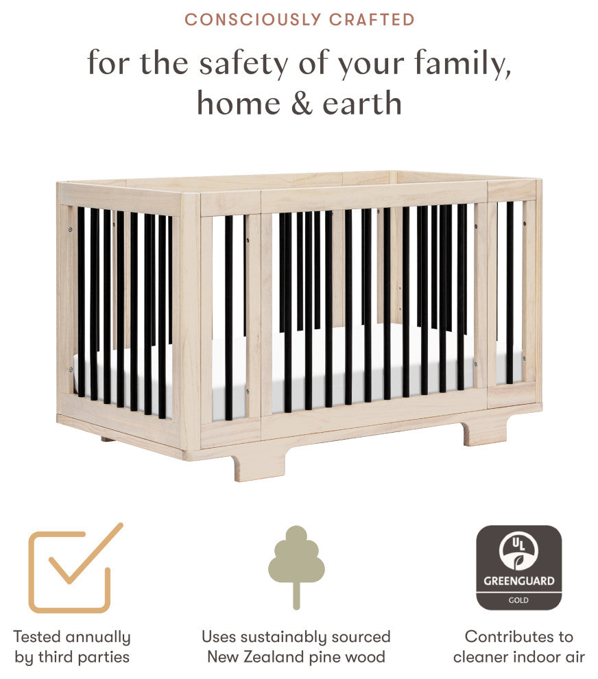 Yuzu 8-in-1 Convertible Crib With All-Stages Conversion Kits, Black