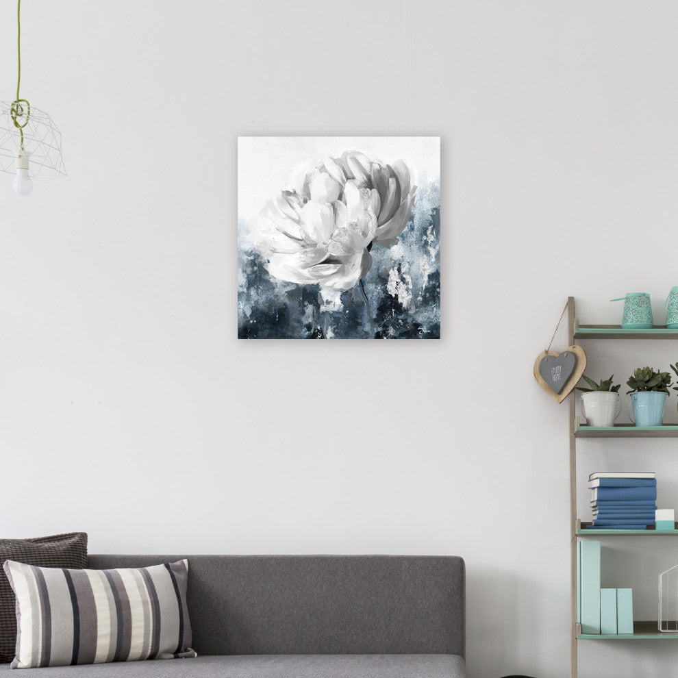 Abstract sliver flower - Oil Painting Print on Wrapped Canvas, Wall art, 20x20