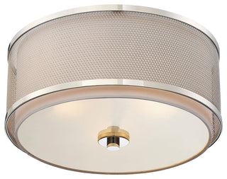 3-Light Flush Mount, Polished Nickel