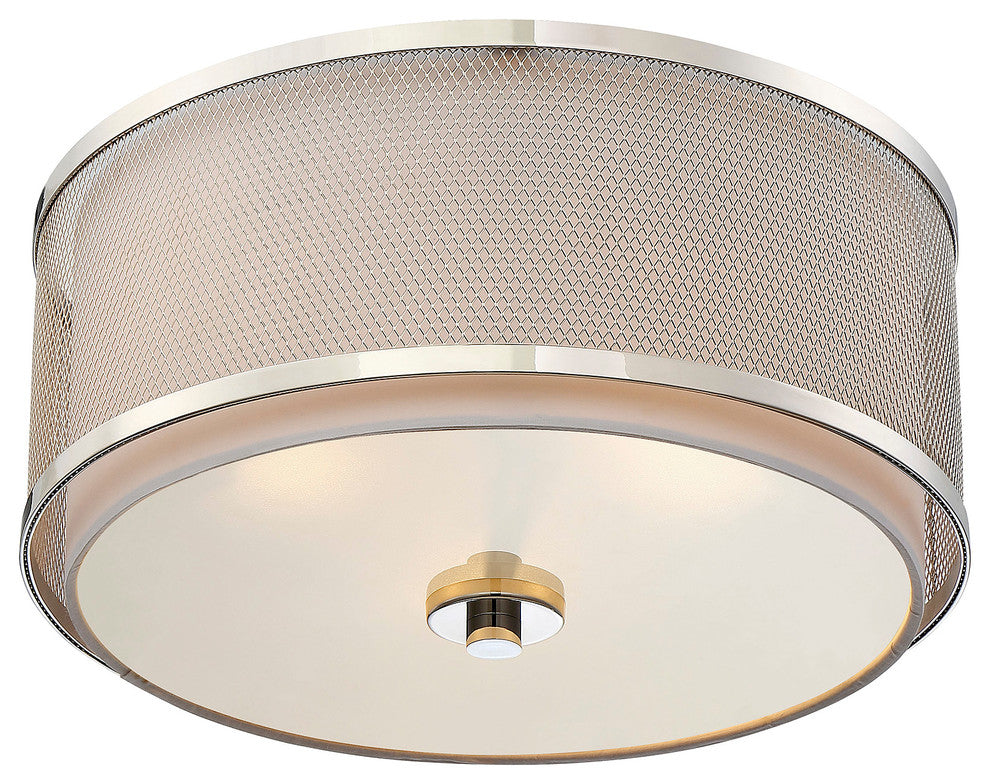 3-Light Flush Mount, Polished Nickel