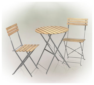 Wood Slat and Metal Bistro Set