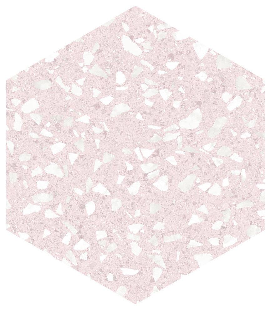 Venice Hex Sky Porcelain Floor and Wall Tile, Pink