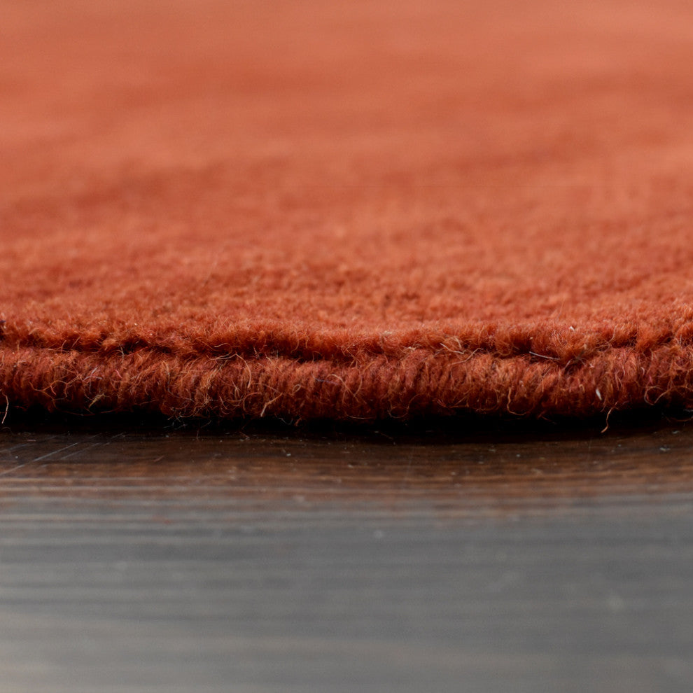 HAND KNOTTED LOOM WOOL ECO-FRIENDLY AREA RUGS - Light Red, Solid Design