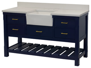 Charlotte 60" Bathroom Vanity, Royal Blue, Quartz, Single
