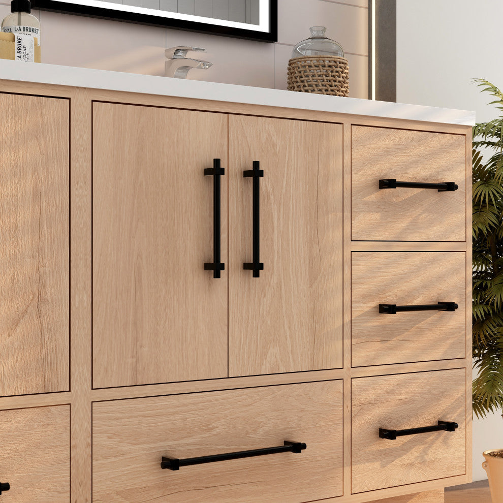 Victoria 72" Solid Wood Bath Vanity, Double Sink, Red Oak