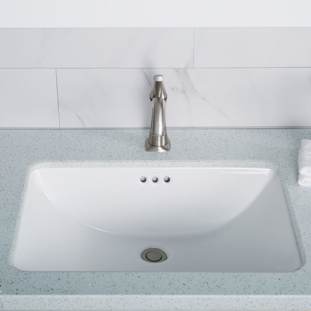 Elavo Ceramic Rectangle Undermount Bathroom Sink, White