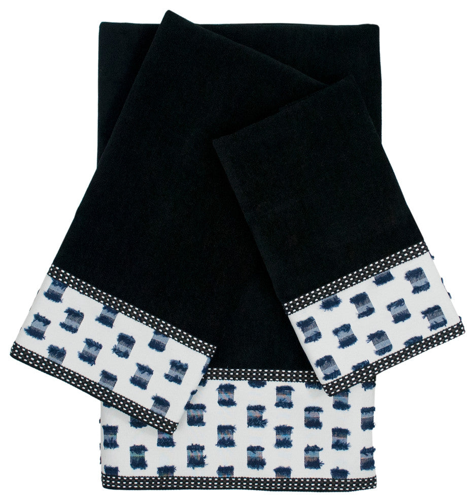 Sherry Kline O''Fifi Indigo-Black 3-piece Embellished Towel Set