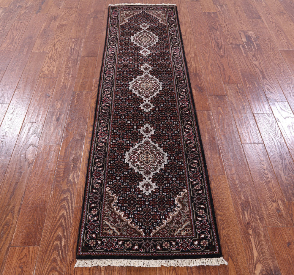 2' 1" X 7' 7" Runner Persian Tabriz Wool & Silk Hand Knotted Rug - Q13042