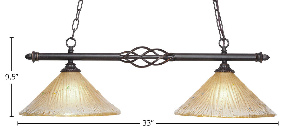 Elegante 2-Light Island Light, Amber Crystal