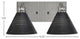 Edge 2-Light Bath Bar, Brushed Nickel Finish, 7" Black Matrix Glass