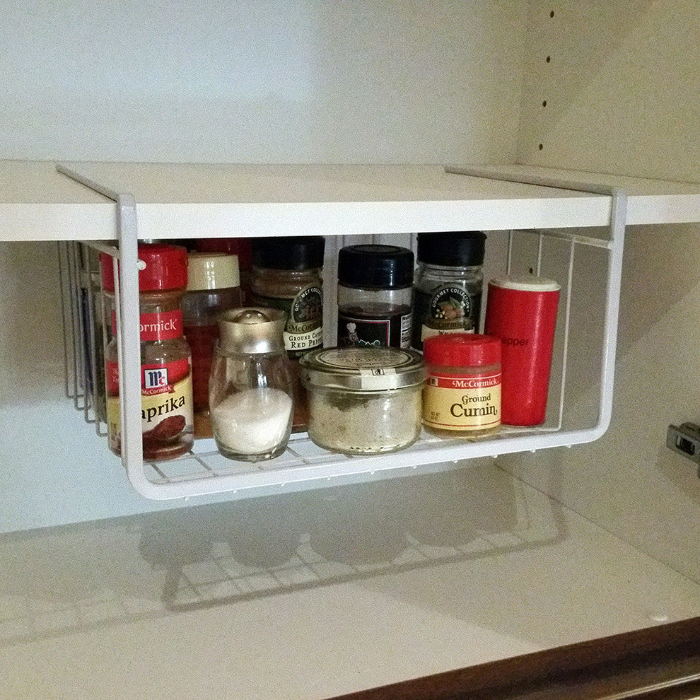 Modern Home Cabinet Wire Hanging Basket Shelves - Space Saving Under Shelf Stor