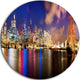 Colorful Sydney Skyline, Cityscape Photography Round Wall Art, 23"