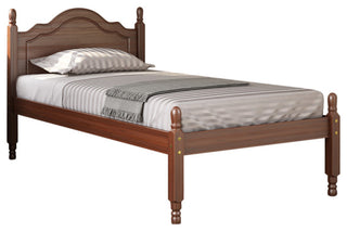 100% Solid Wood Reston Twin Panel Headboard Platform Bed, Mocha