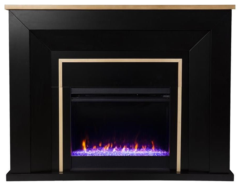 Bowery Hill Traditional Wood Color Changing Fireplace in Black