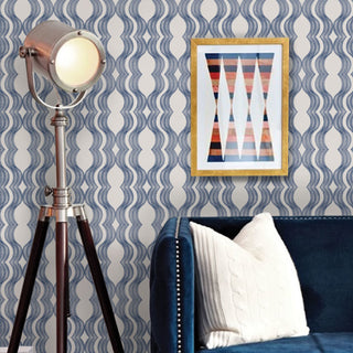 Wave Peel and Stick Vinyl Wallpaper, Navy, 24"x108"