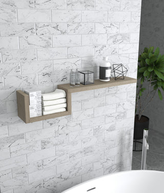 Manada Mist Contemporary Teak Wall Shelf