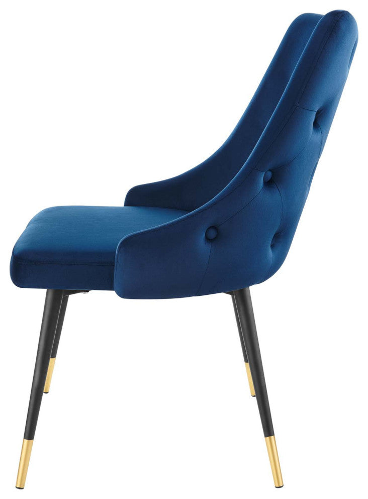 Tufted Side Dining Chair, Velvet, Blue Navy, Modern, Cafe Bistro Restaurant