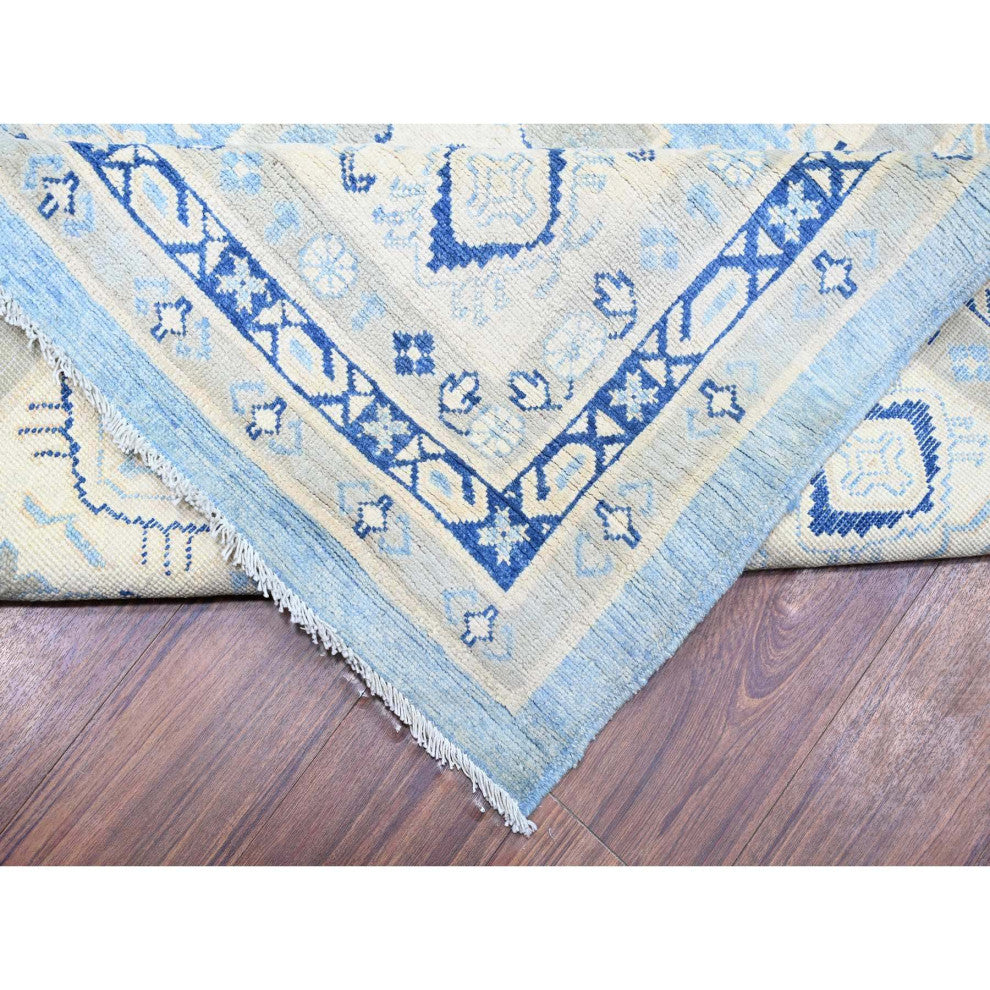 Beau Blue Vintage Look Kazak Hand Knotted Wool Oversized Rug 12'1"x17'4"