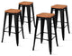 Pemberly Row 30" Backless Bar Stool in Brown/Black (Set of 4)