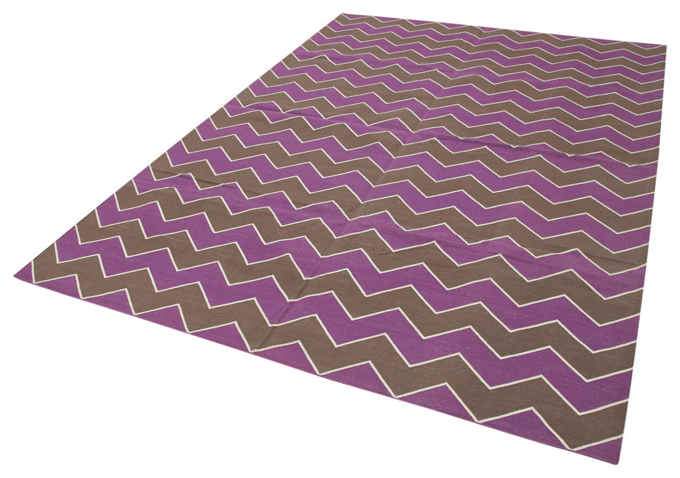 Rug N Carpet - Handmade Wool 6' 2'' x 8' 11'' Geometric Dhurrie Kilim Rug