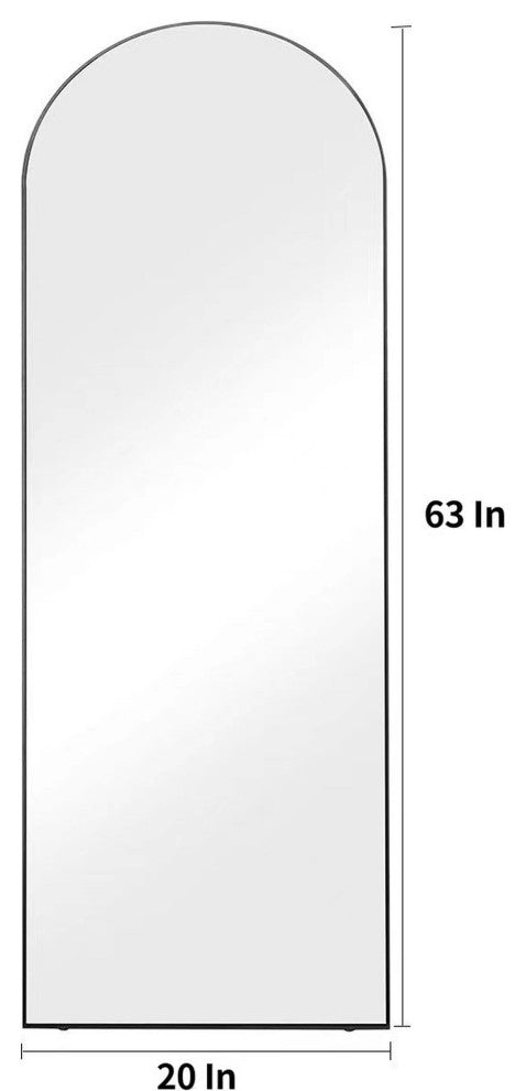 Rectangular Aluminum Framed Freestanding Bedroom Mirror, Black, 20'' X 63''