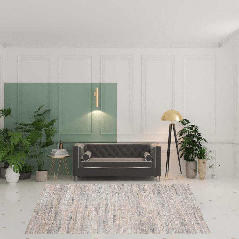 8' X 10' Gray Floral Area Rug