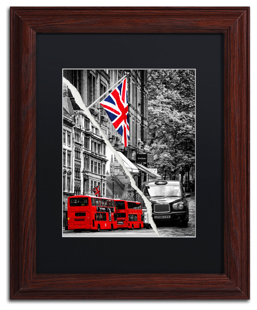 'London Bus' Matted Framed Canvas Art by Philippe Hugonnard