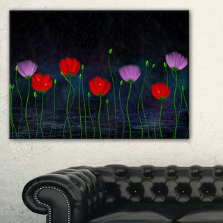 "Rain and Flowers With Buds and Drops" Wall Art, 32"x16"