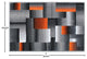 Elio Collection Color Blocked Area Rug, Orange, 2' X 3'
