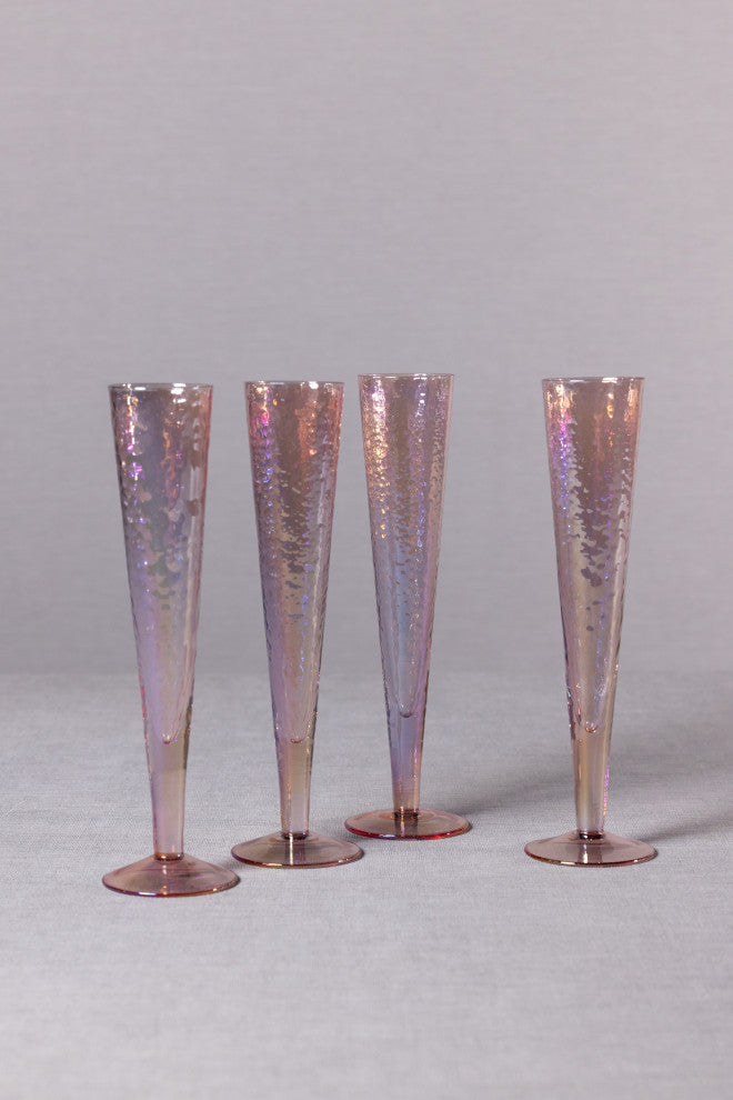 Kandi 4-Piece Slim Champagne Flute Set, Luster Pink